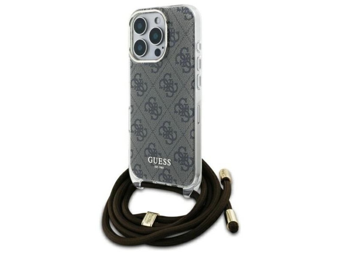 Guess Crossbody Cord 4G Print Case for iPhone 16 Pro - Brown