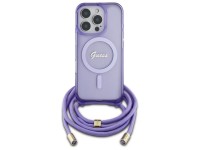 Capa Guess Crossbody Cord Script MagSafe para iPhone 16 Pro Max - Roxa Capa Guess Crossbody Cord Script MagSafe para iPhone 16 Pro Max - Roxa
