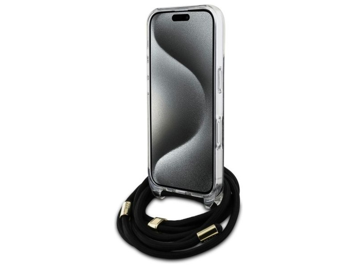 Capa Guess Crossbody Cord 4G Print para iPhone 16 - Preta