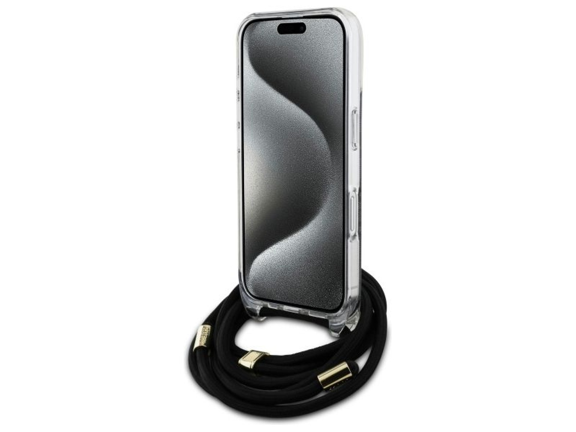 Capa Guess Crossbody Cord 4G Print para iPhone 16 - Preta