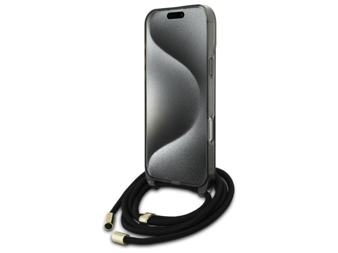 Capa Guess Crossbody Cord Script MagSafe para iPhone 16 Pro - Preta