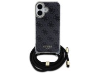Capa Guess Crossbody Cord 4G Print para iPhone 16 - Preta Capa Guess Crossbody Cord 4G Print para iPhone 16 - Preta