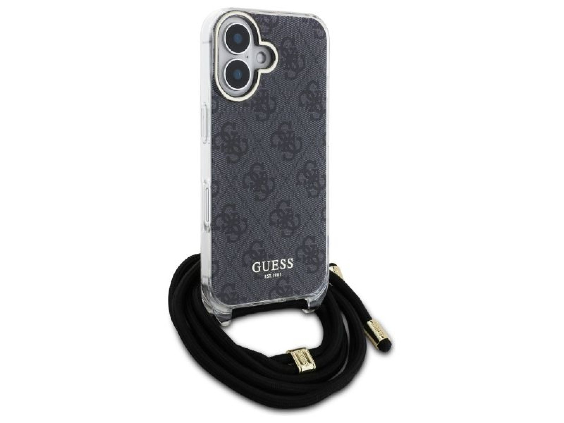 Capa Guess Crossbody Cord 4G Print para iPhone 16 - Preta