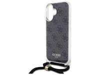 Capa Guess Crossbody Cord 4G Print para iPhone 16 - Preta Capa Guess Crossbody Cord 4G Print para iPhone 16 - Preta