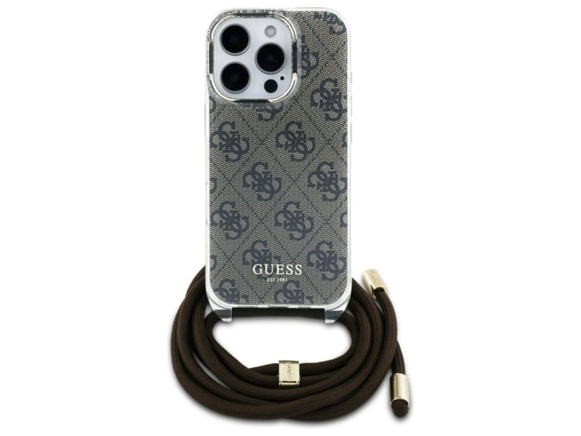 Guess Crossbody Cord 4G Print Case for iPhone 16 Pro - Brown