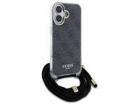 Capa Guess Crossbody Cord 4G Print para iPhone 16 - Preta Capa Guess Crossbody Cord 4G Print para iPhone 16 - Preta