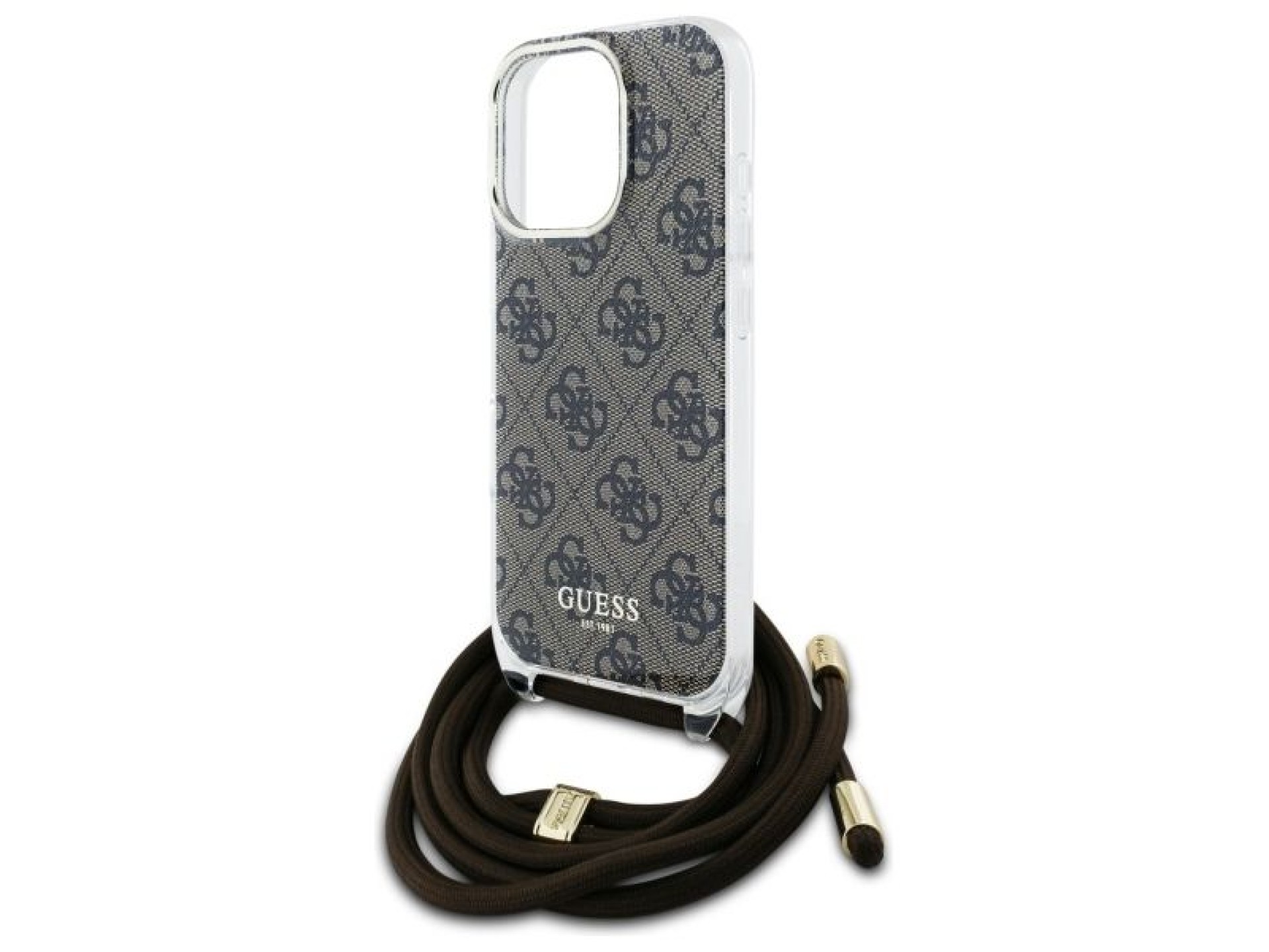 Guess Crossbody Cord 4G Print Case for iPhone 16 Pro - Brown