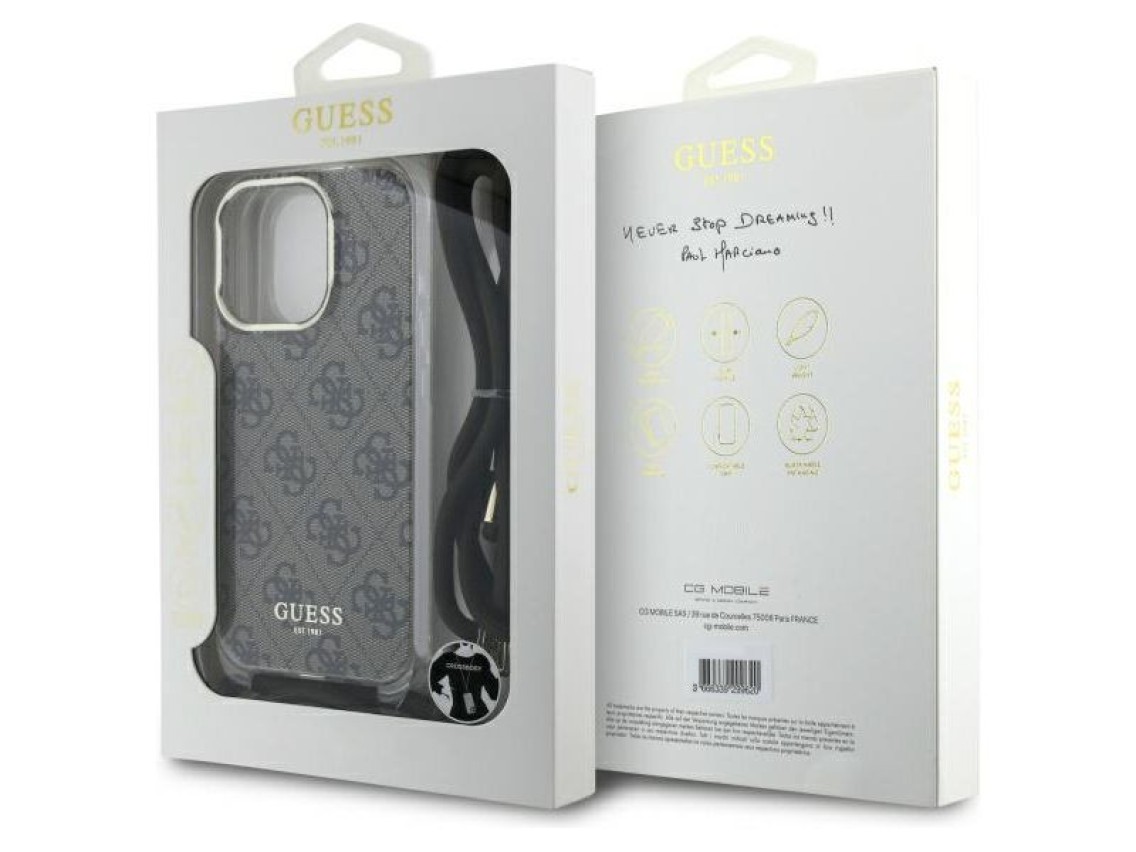 Guess Crossbody Cord 4G Print Case for iPhone 16 Pro - Brown
