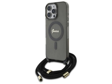 Funda Guess Crossbody Cord Script MagSafe para iPhone 16 Pro Max - Negra Funda Guess Crossbody Cord Script MagSafe para iPhone 16 Pro Max - Negra