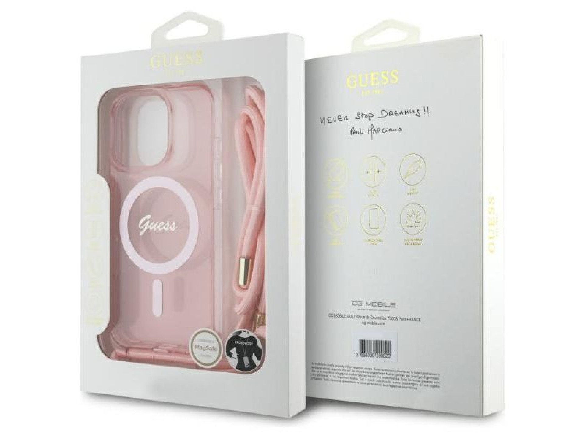 Guess Crossbody Cord Script MagSafe Case for iPhone 16 Pro Max - Pink