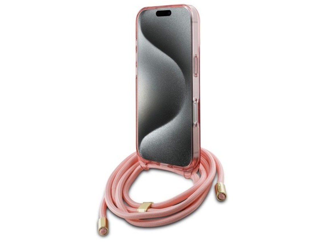 Guess Crossbody Cord Script MagSafe Case for iPhone 16 Pro Max - Pink