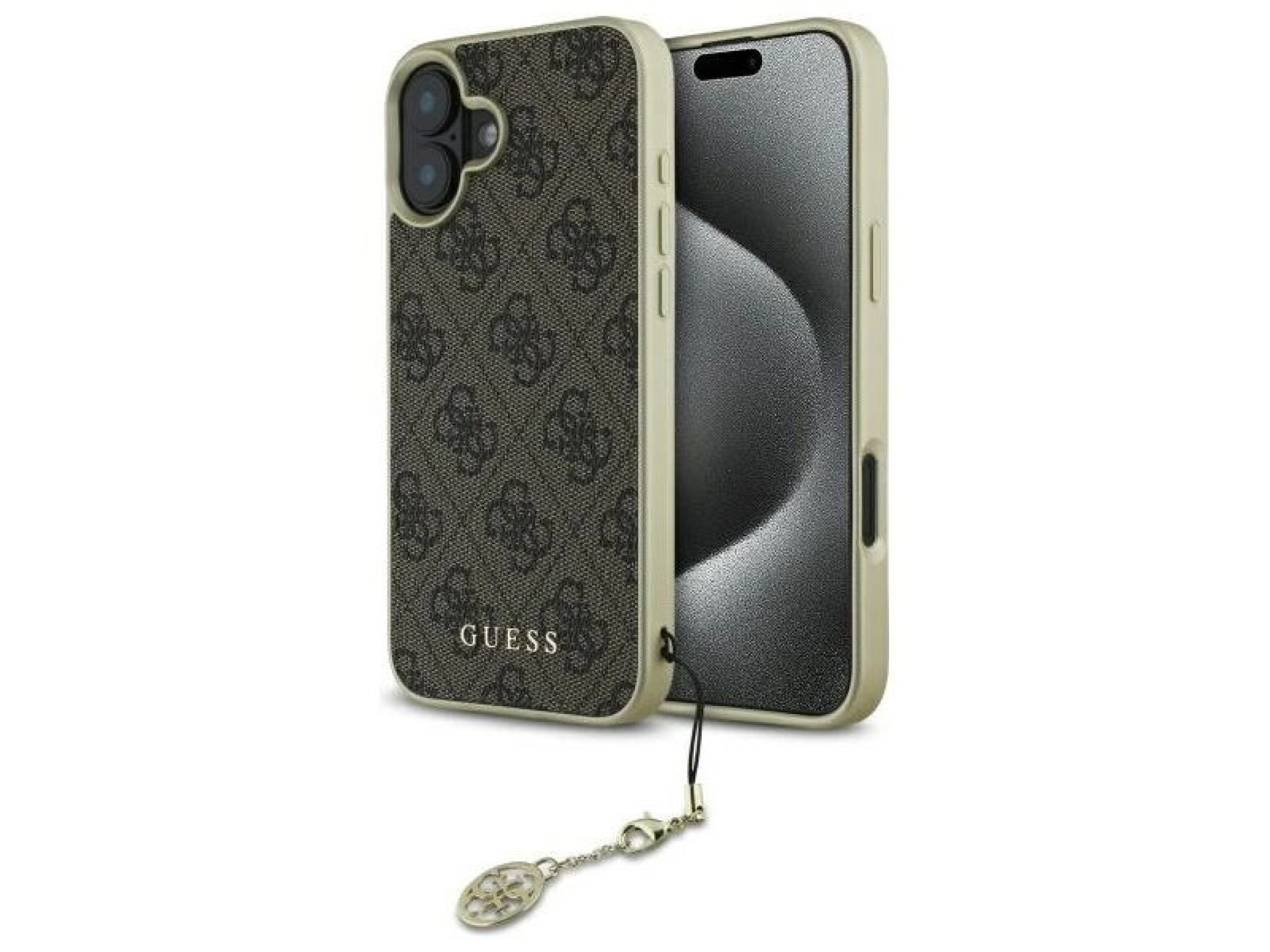Capa Guess 4G Charms Collection para iPhone 16 - marrom