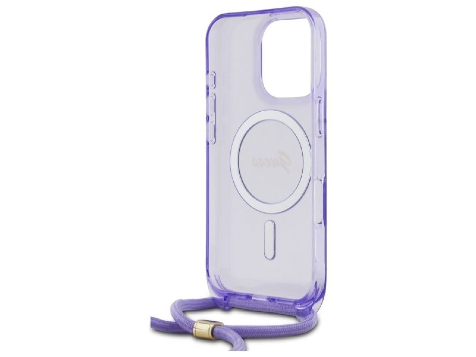 Capa Guess Crossbody Cord Script MagSafe para iPhone 16 Pro Max - Roxa