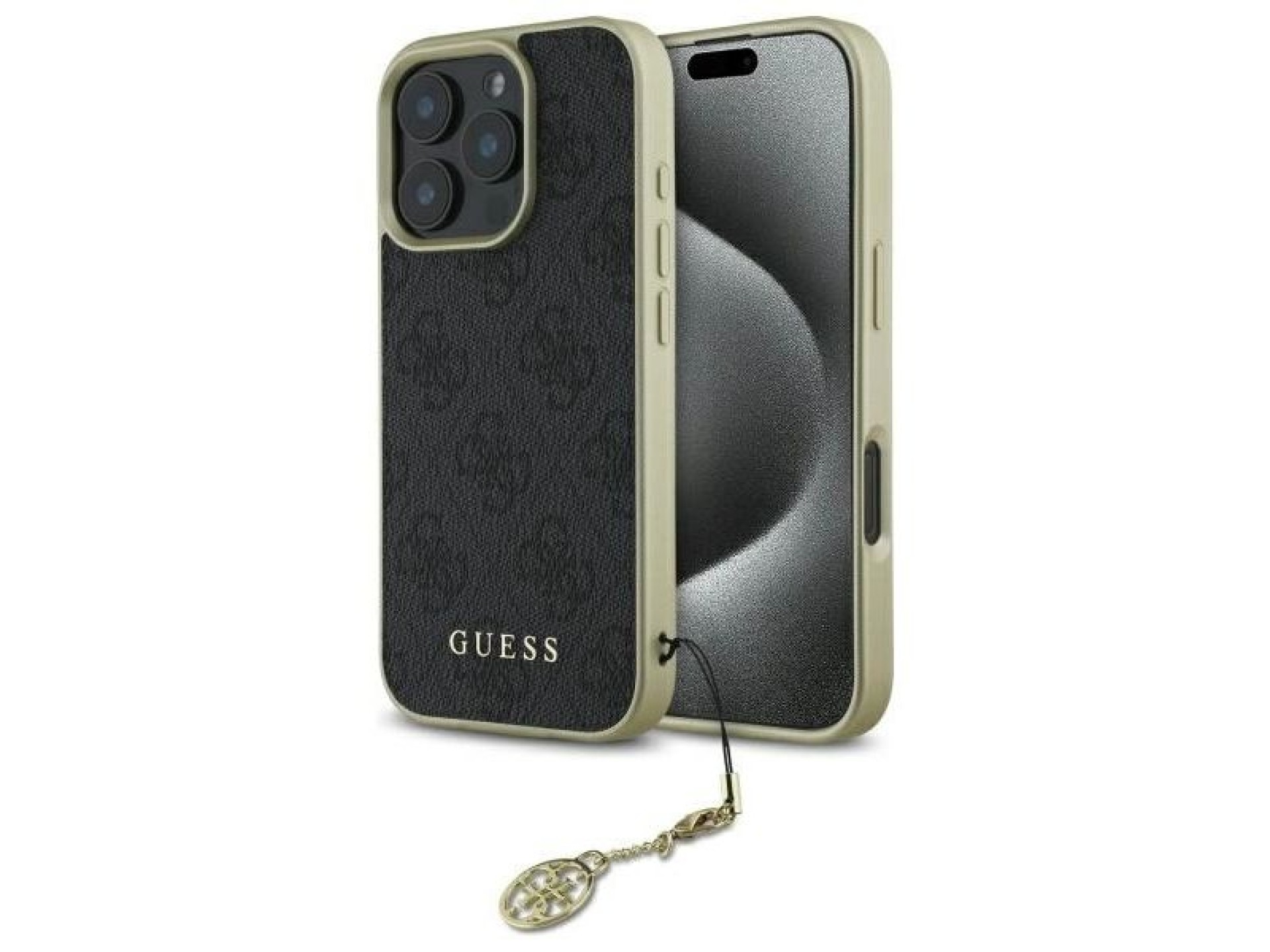 Capa Guess 4G Charms Collection para iPhone 16 Pro - preta