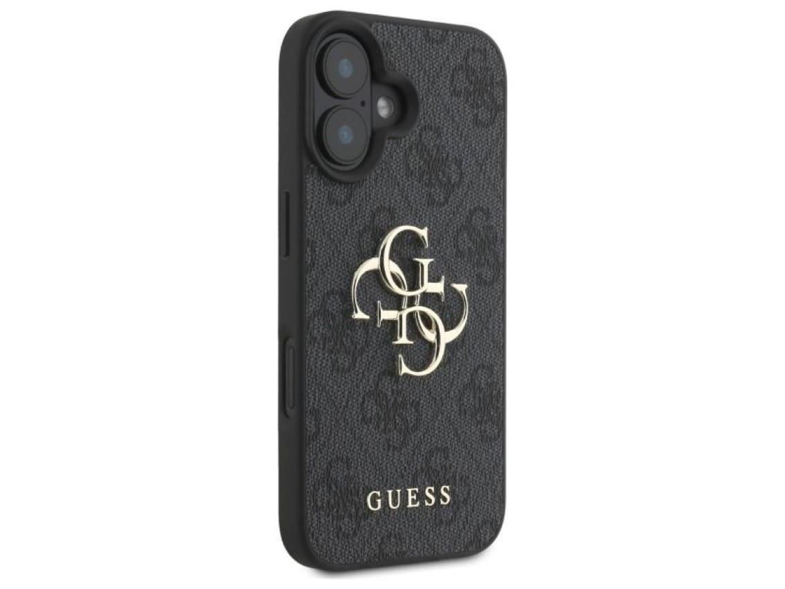 Capa Guess 4G com logo grande para iPhone 16 Plus - Preta