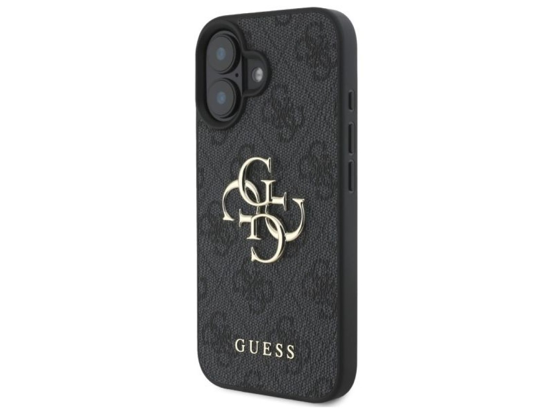Capa Guess 4G com logo grande para iPhone 16 Plus - Preta