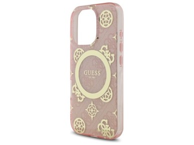 Guess IML Peony On 4G Background MagSafe Case for iPhone 16 Pro - Pink