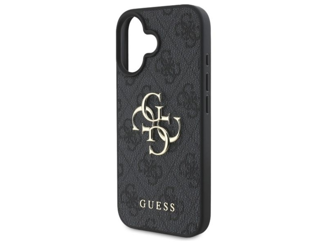 Capa Guess 4G com logo grande para iPhone 16 Plus - Preta