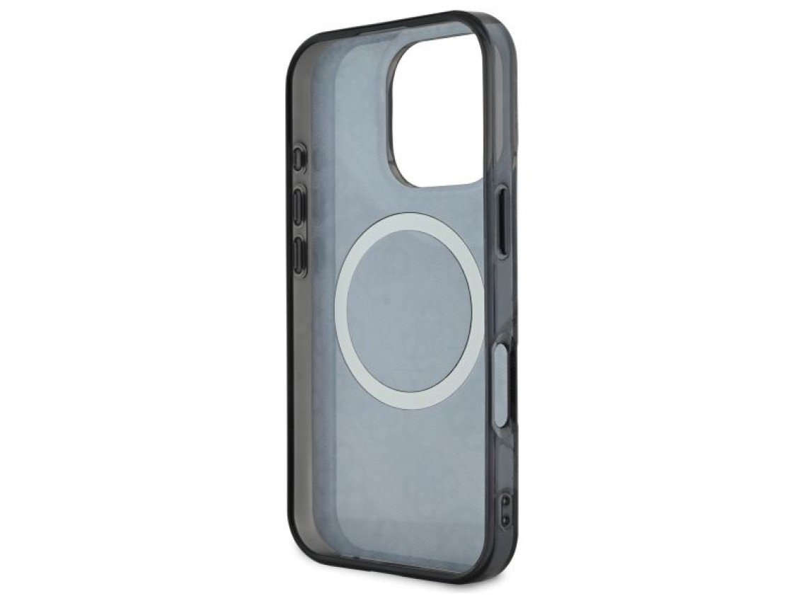 Capa MagSafe Guess IML Peony On 4G Background para iPhone 16 Pro - preta