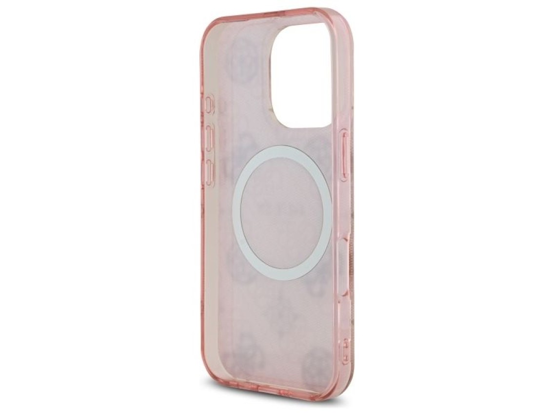 Guess IML Peony On 4G Background MagSafe Case for iPhone 16 Pro - Pink