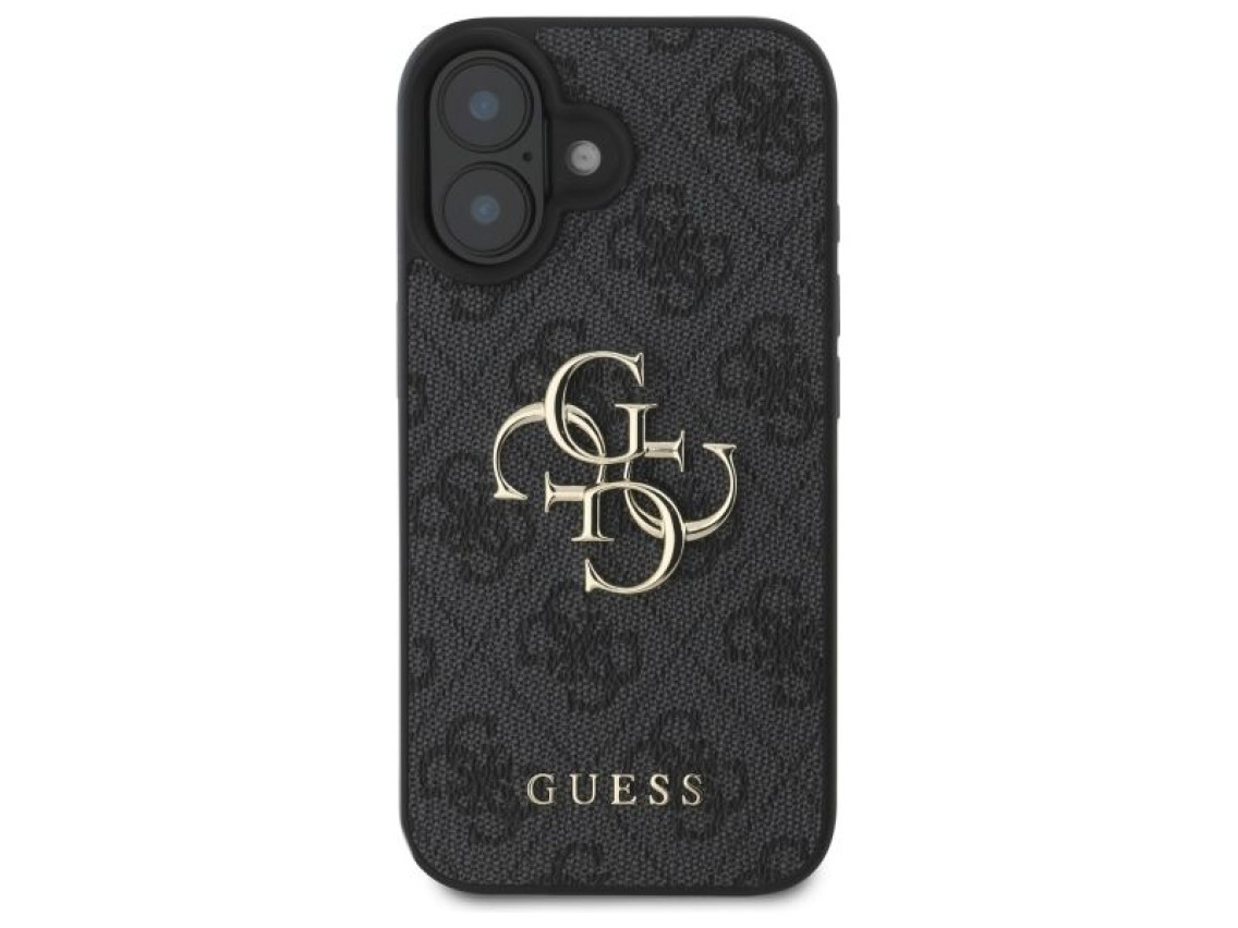 Capa Guess 4G com logo grande para iPhone 16 Plus - Preta