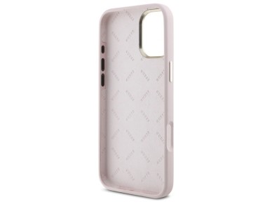 Guess Silicone Script Metal Logo & Frame iPhone 16 Plus Case - Pink Guess Silicone Script Metal Logo & Frame iPhone 16 Plus Case - Pink