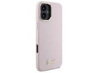 Guess Silicone Script Metal Logo & Frame iPhone 16 Plus Case - Pink Guess Silicone Script Metal Logo & Frame iPhone 16 Plus Case - Pink