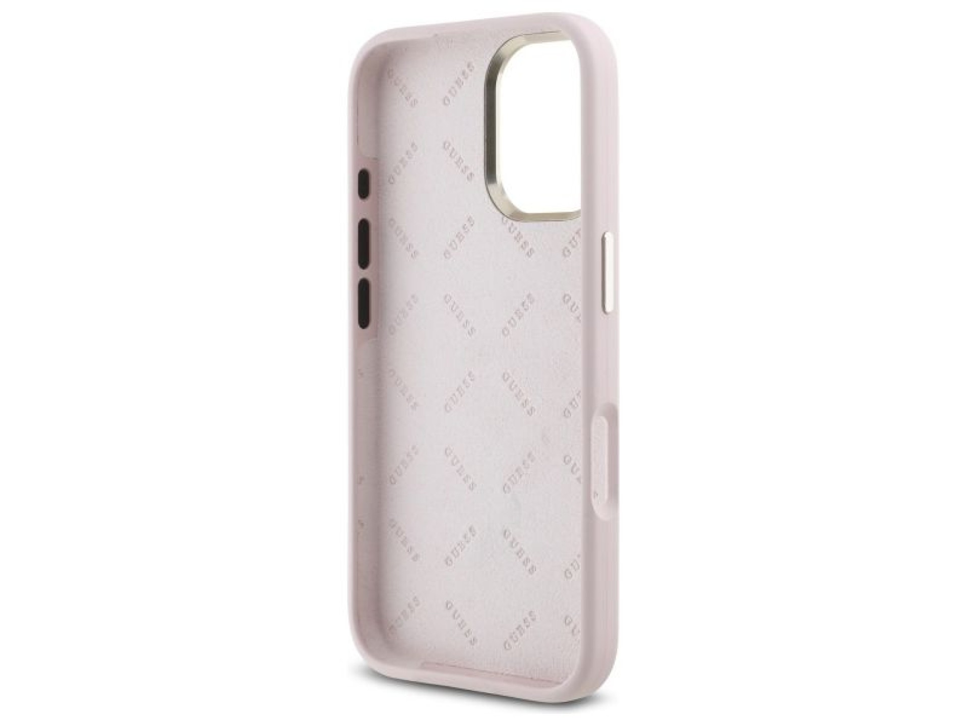 Funda de silicona Guess con logo Strass 4G para iPhone 16 - rosa claro