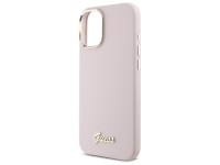 Guess Silicone Script Metal Logo & Frame iPhone 16 Plus Case - Pink Guess Silicone Script Metal Logo & Frame iPhone 16 Plus Case - Pink