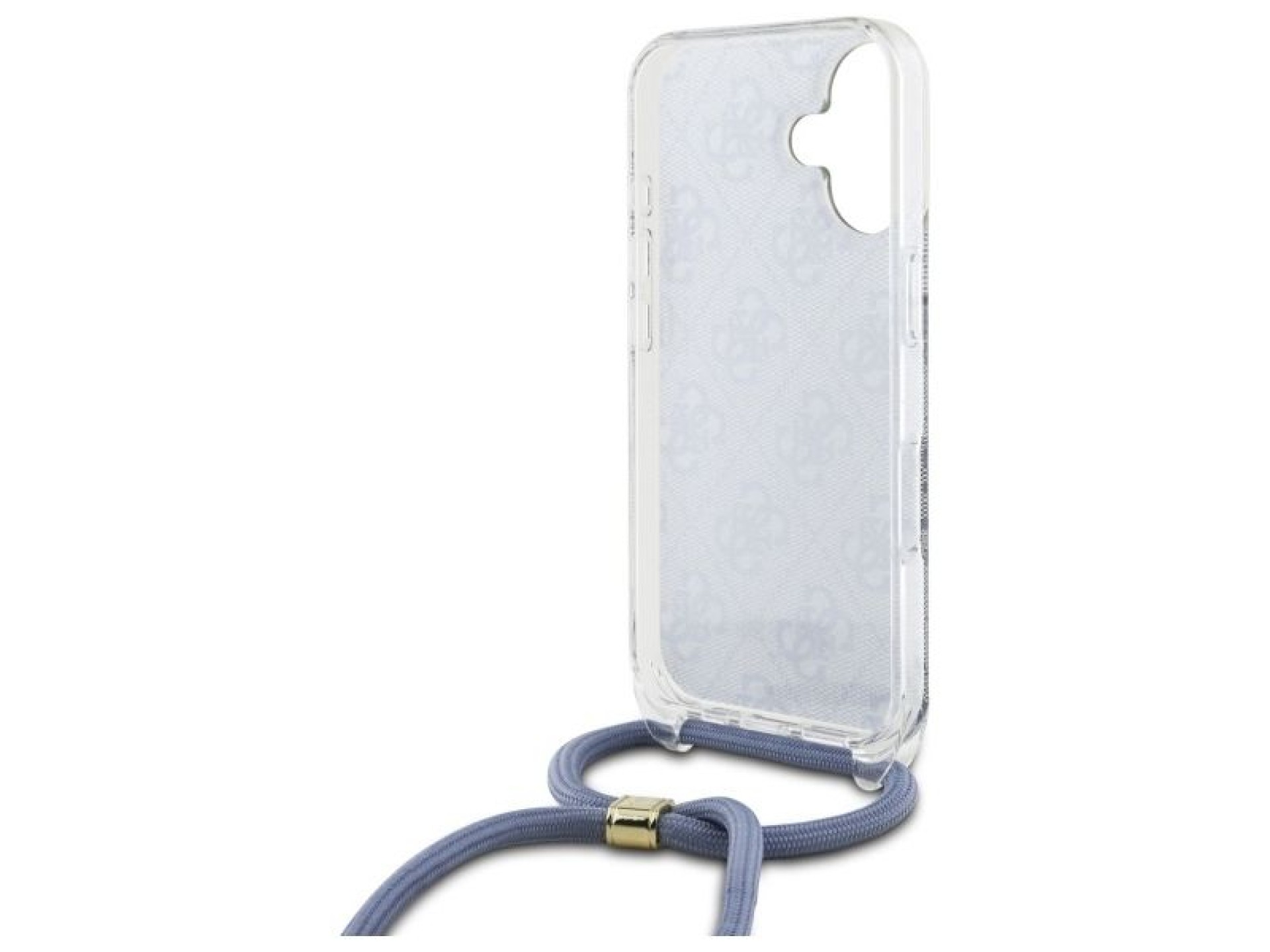 Capa Guess Crossbody Cord 4G Print com cordão para iPhone 16 - Azul