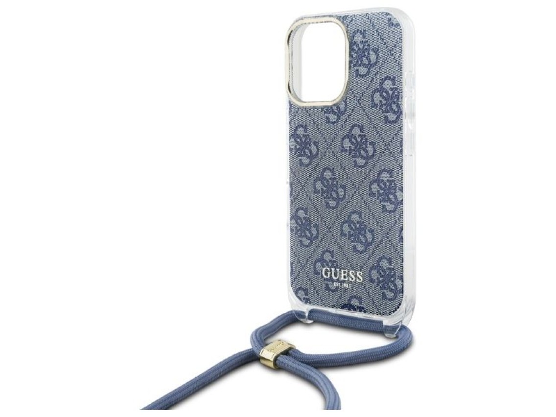 Guess Crossbody Cord 4G Print Case for iPhone 16 Pro Max - Blue