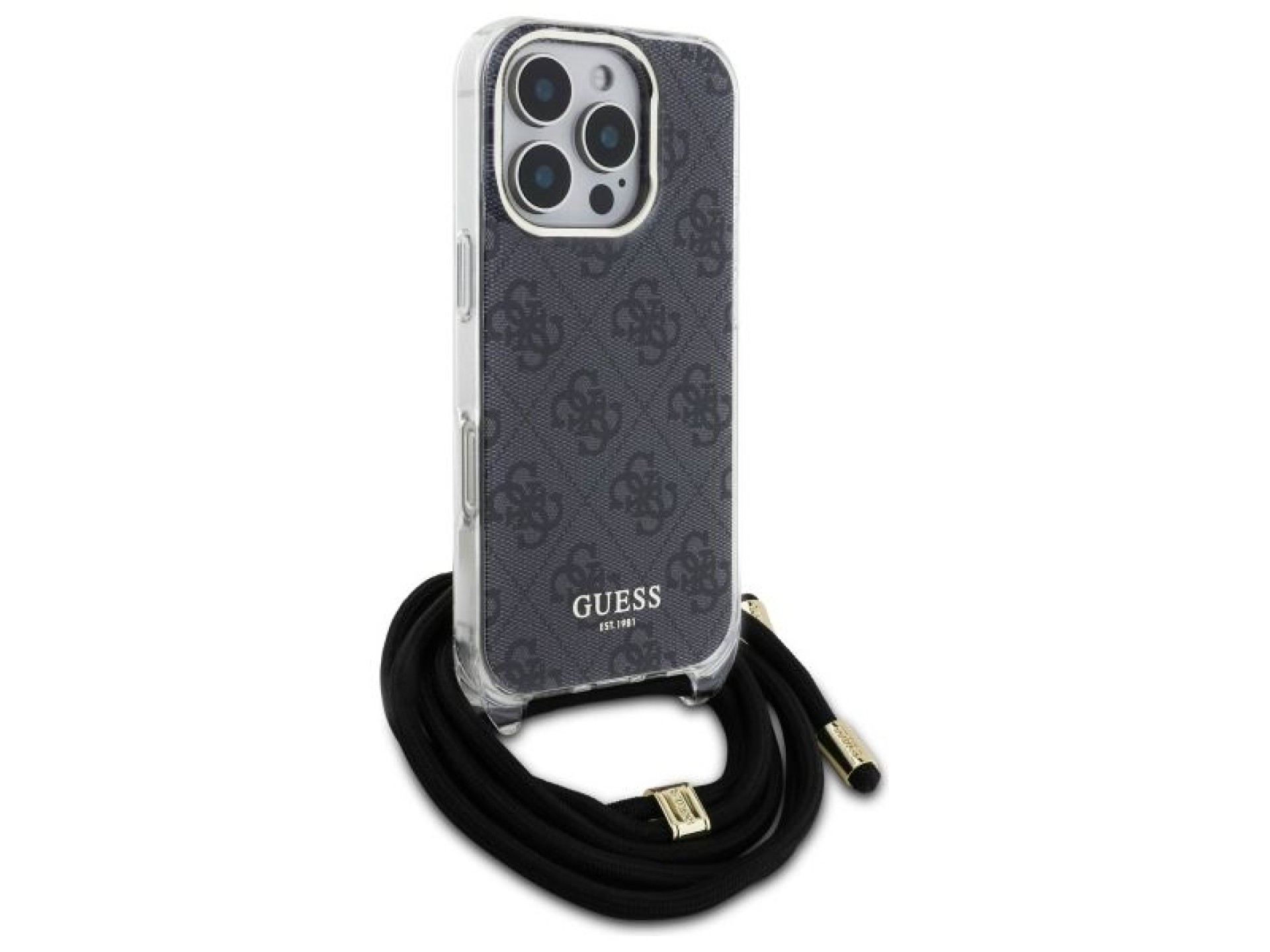 Capa Guess Crossbody Cord 4G Print para iPhone 16 Pro Max - Preta