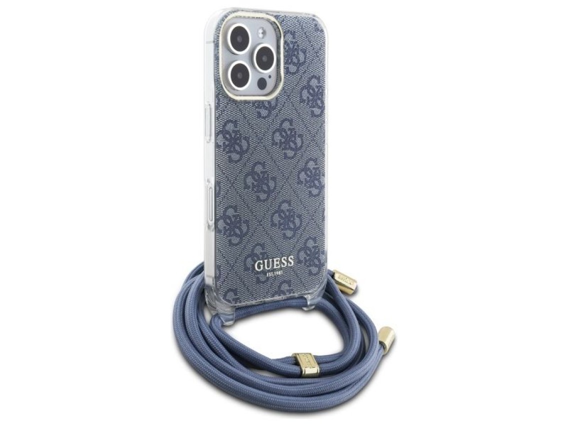 Guess Crossbody Cord 4G Print Case for iPhone 16 Pro Max - Blue