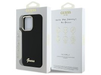 Funda Guess de silicona con logotipo metálico y marco para iPhone 16 Pro - Negra Funda Guess de silicona con logotipo metálico y marco para iPhone 16 Pro - Negra