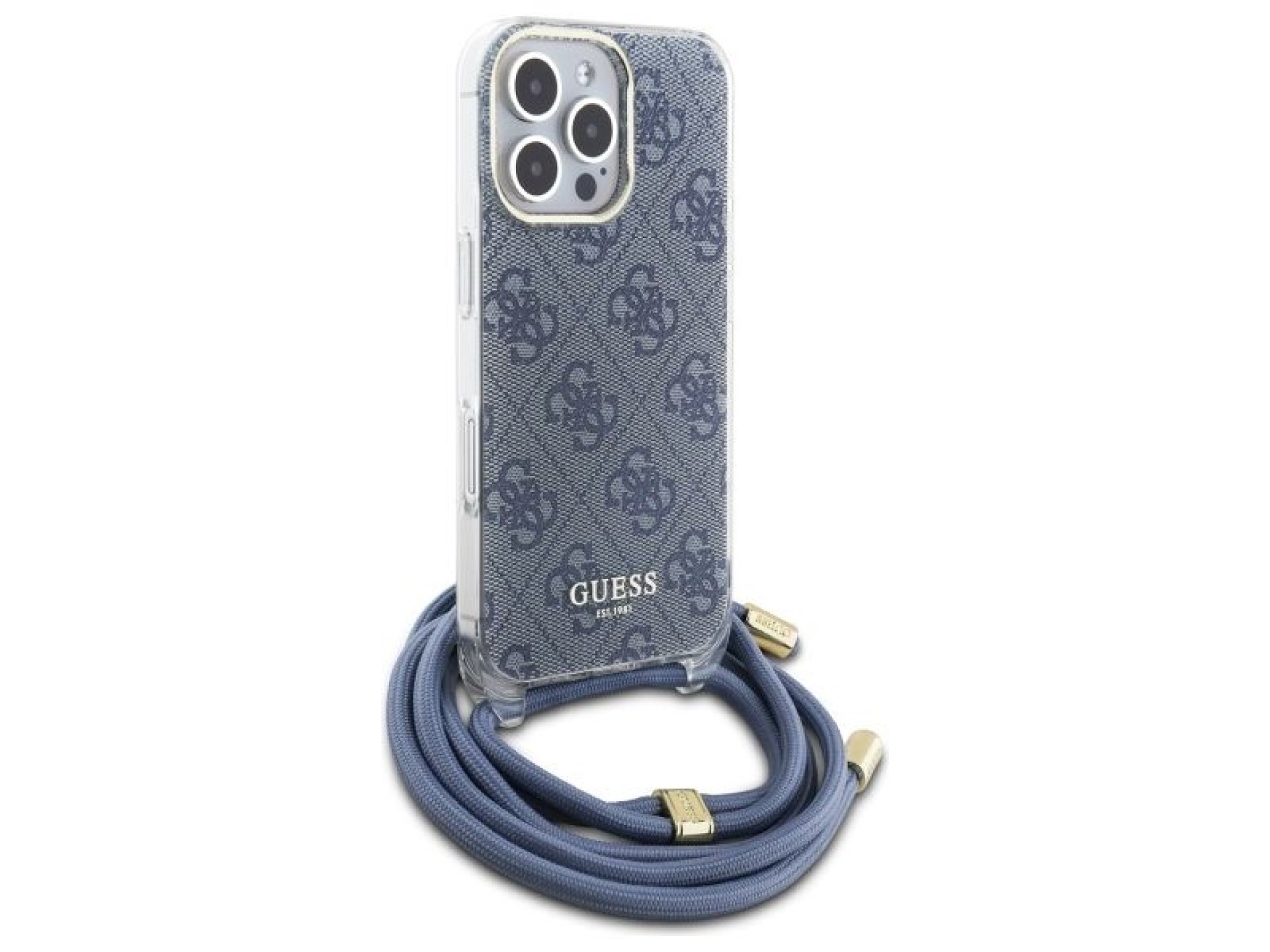 Guess Crossbody Cord 4G Print Case for iPhone 16 Pro Max - Blue