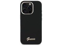 Funda Guess de silicona con logotipo metálico y marco para iPhone 16 Pro - Negra Funda Guess de silicona con logotipo metálico y marco para iPhone 16 Pro - Negra