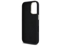 Funda Guess de silicona con logotipo metálico y marco para iPhone 16 - Negra Funda Guess de silicona con logotipo metálico y marco para iPhone 16 - Negra