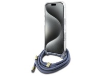 Capa Guess Crossbody Cord 4G Print com cordão para iPhone 16 - Azul Capa Guess Crossbody Cord 4G Print com cordão para iPhone 16 - Azul