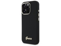 Funda Guess de silicona con logotipo metálico y marco para iPhone 16 Pro - Negra Funda Guess de silicona con logotipo metálico y marco para iPhone 16 Pro - Negra
