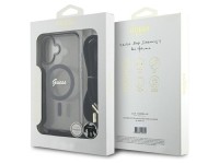 Capa Guess Crossbody Cord Script MagSafe para iPhone 16 - Preta Capa Guess Crossbody Cord Script MagSafe para iPhone 16 - Preta