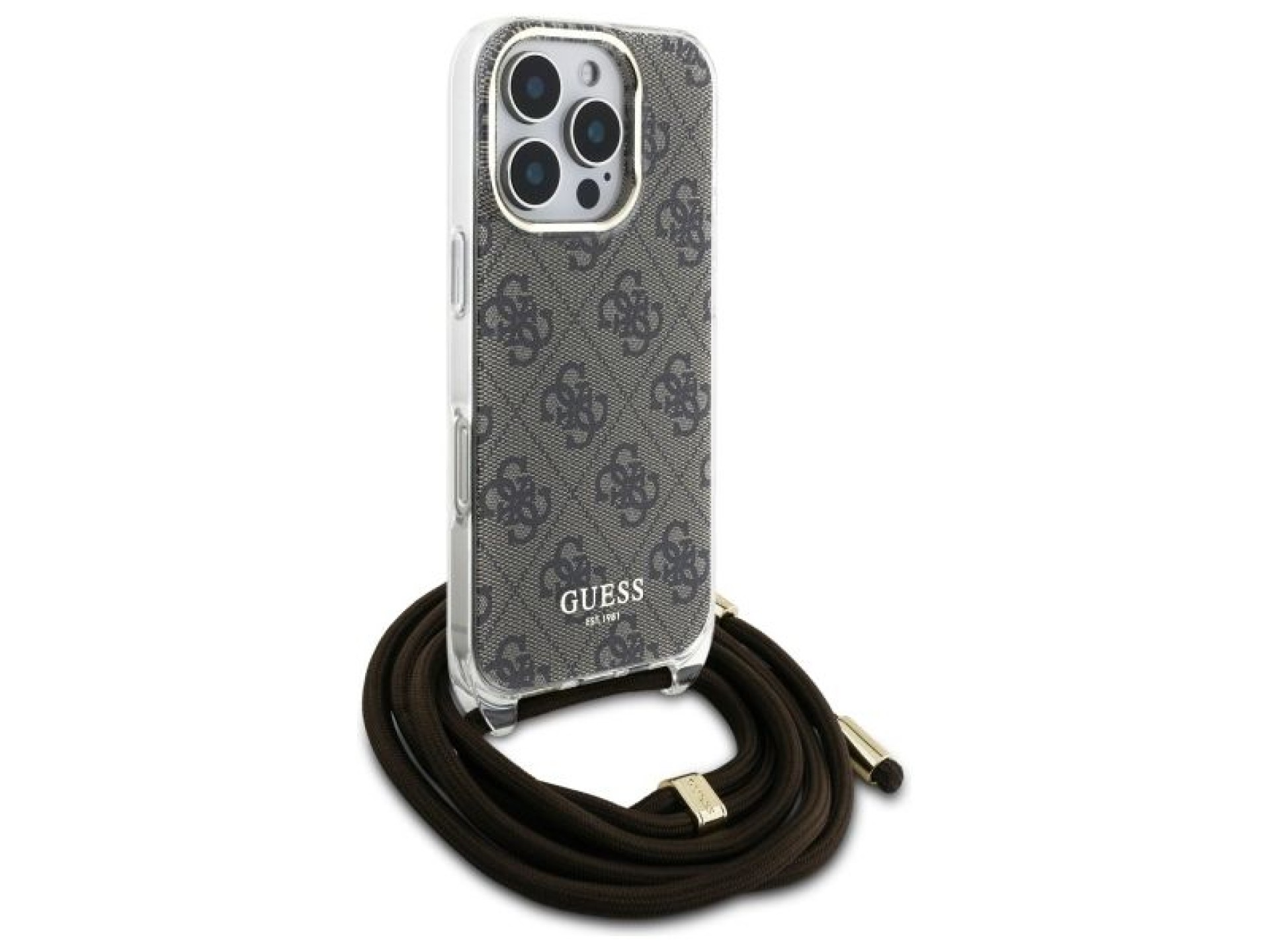 Capa Guess Crossbody Cord 4G Print para iPhone 16 Pro Max - Marrom