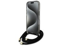 Capa Guess Crossbody Cord Script MagSafe para iPhone 16 - Preta Capa Guess Crossbody Cord Script MagSafe para iPhone 16 - Preta