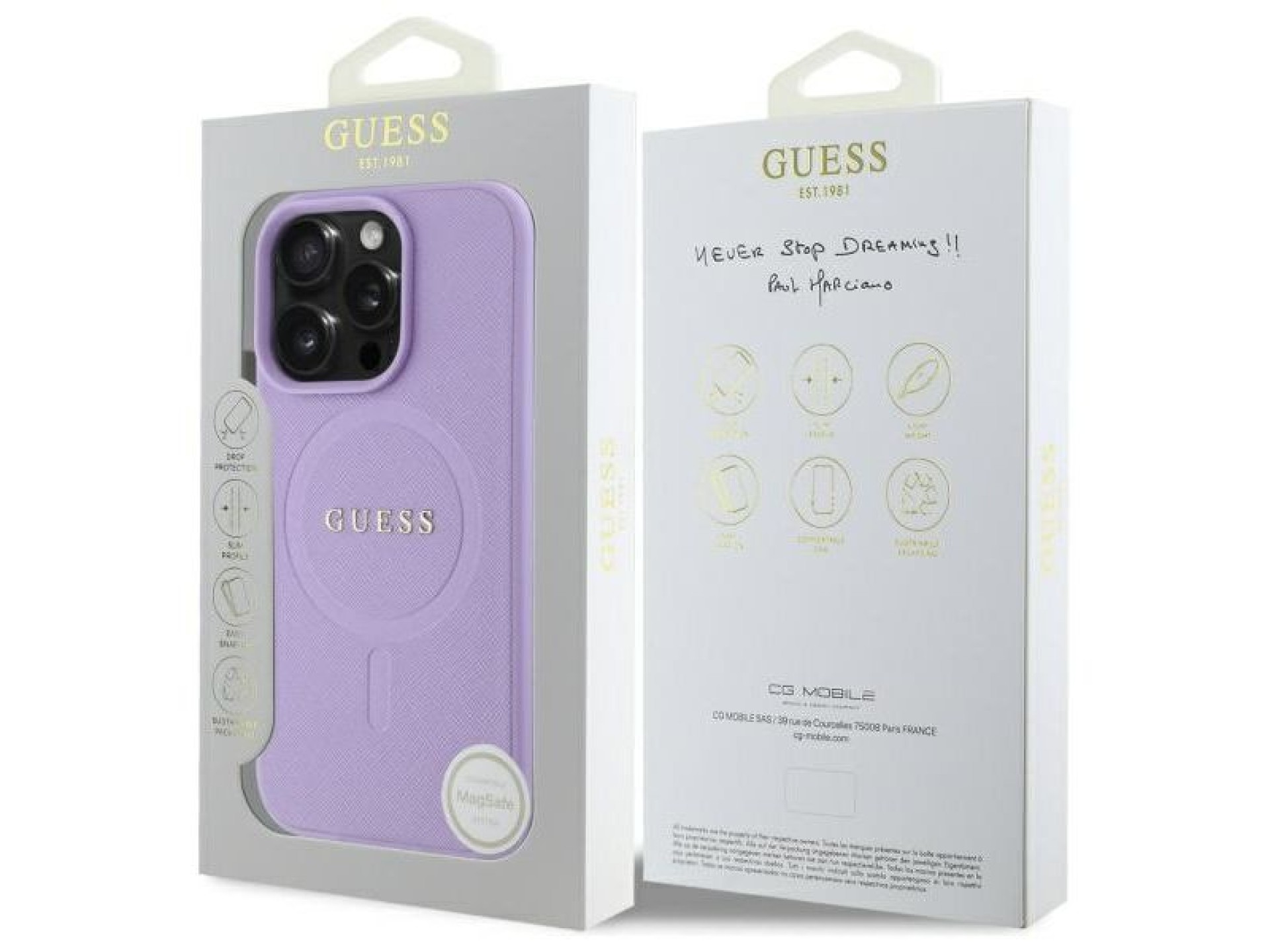 Guess Saffiano MagSafe case for iPhone 16 Pro - purple