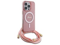 Guess Crossbody Cord Script MagSafe Case for iPhone 16 Pro - Pink Guess Crossbody Cord Script MagSafe Case for iPhone 16 Pro - Pink