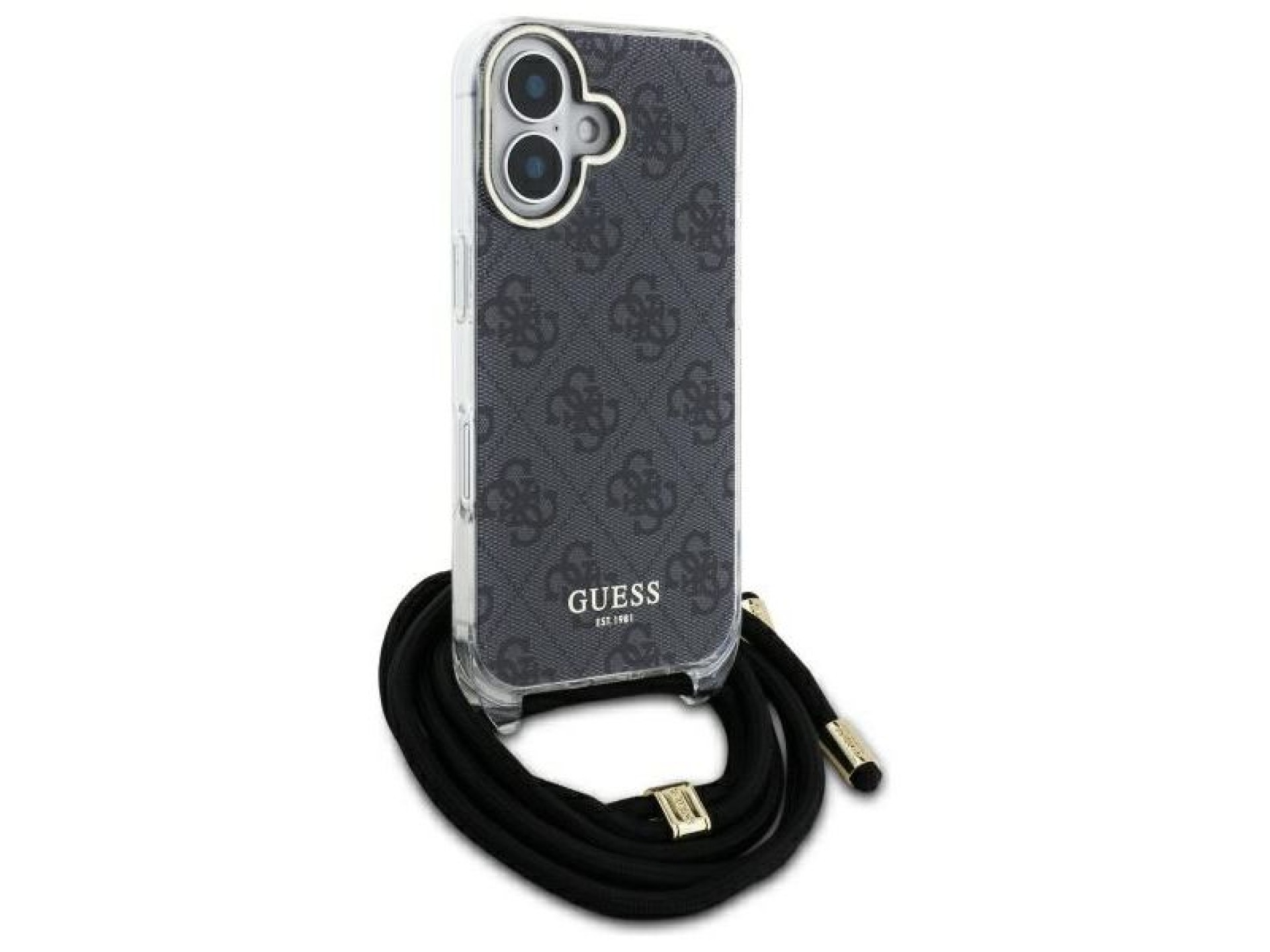 Capa Guess Crossbody Cord 4G Print para iPhone 16 Pro Max - Preta