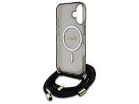 Capa Guess Crossbody Cord Script MagSafe para iPhone 16 - Preta Capa Guess Crossbody Cord Script MagSafe para iPhone 16 - Preta