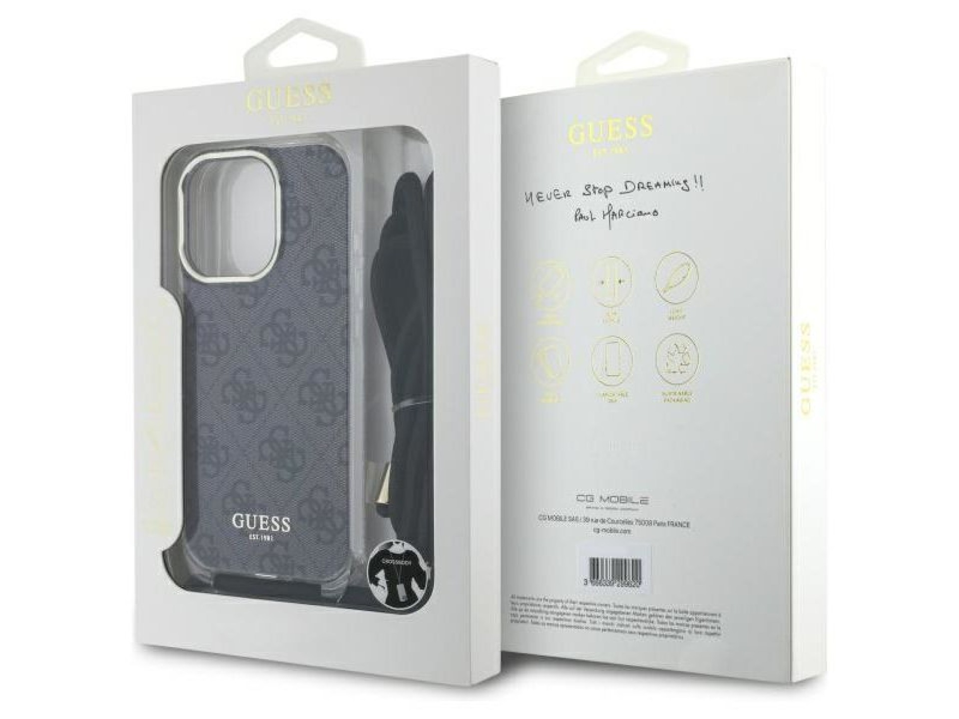Capa Guess Crossbody Cord 4G Print para iPhone 16 Pro Max - Preta