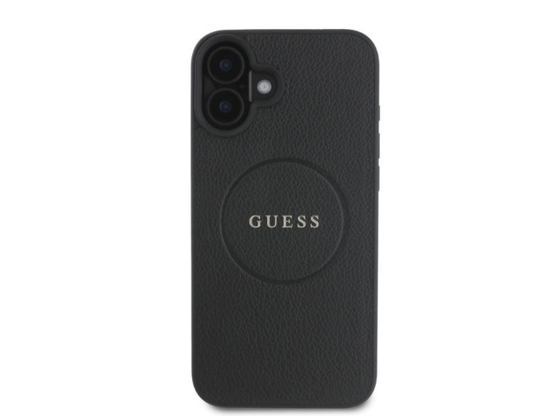 Capa Guess Granulada Dourada com Anel MagSafe para iPhone 16 - preta