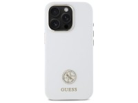 Capa Guess de silicone com logo Strass 4G para iPhone 16 Pro - Branca Capa Guess de silicone com logo Strass 4G para iPhone 16 Pro - Branca