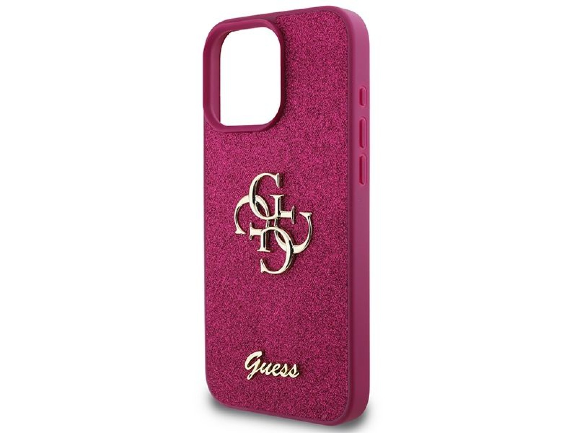 Capa Guess Glitter Script Big 4G para iPhone 16 Pro - Roxa